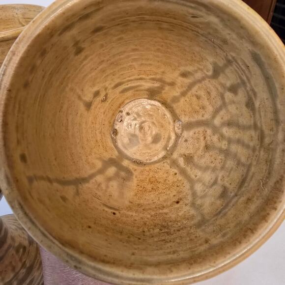 4 Goblets Lakewood Pottery Siler City, NC Vintage Footed Cup Tan Hand Made - Picture 7 of 10